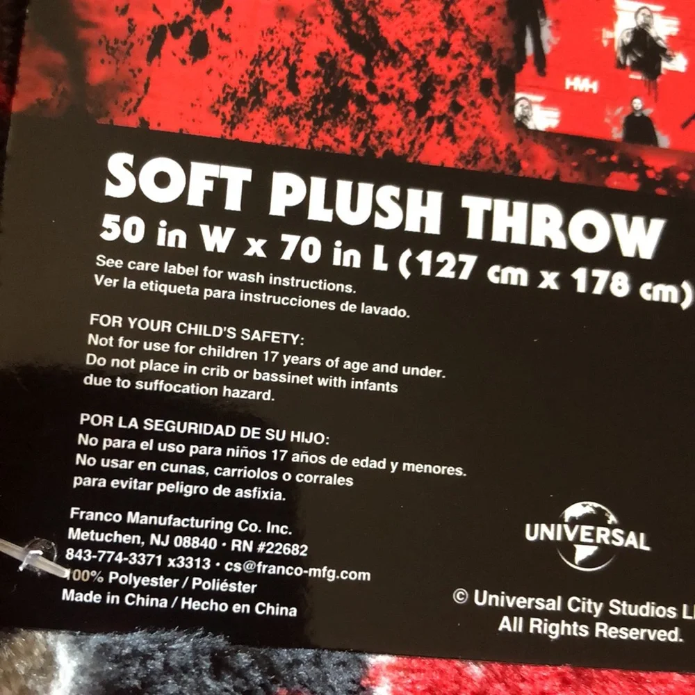 Universal Halloween II Red and Black Michael Myers Plush Throw Blanket
